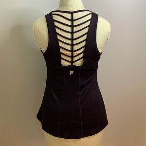 FILA SPORT Black Open-Back Strappy Tank